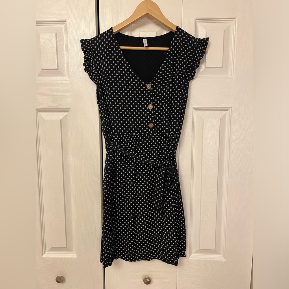 Italian Navy Polka Dot Short Sleeve Dress